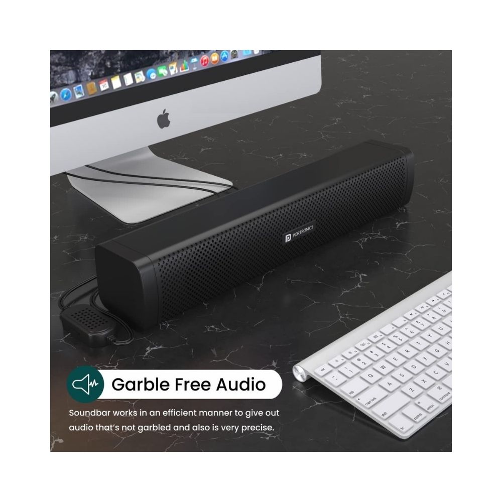 Portronics in Tune 2 6W Portable USB Wired Speaker for LaptopDesktop Sound Black - Without Light