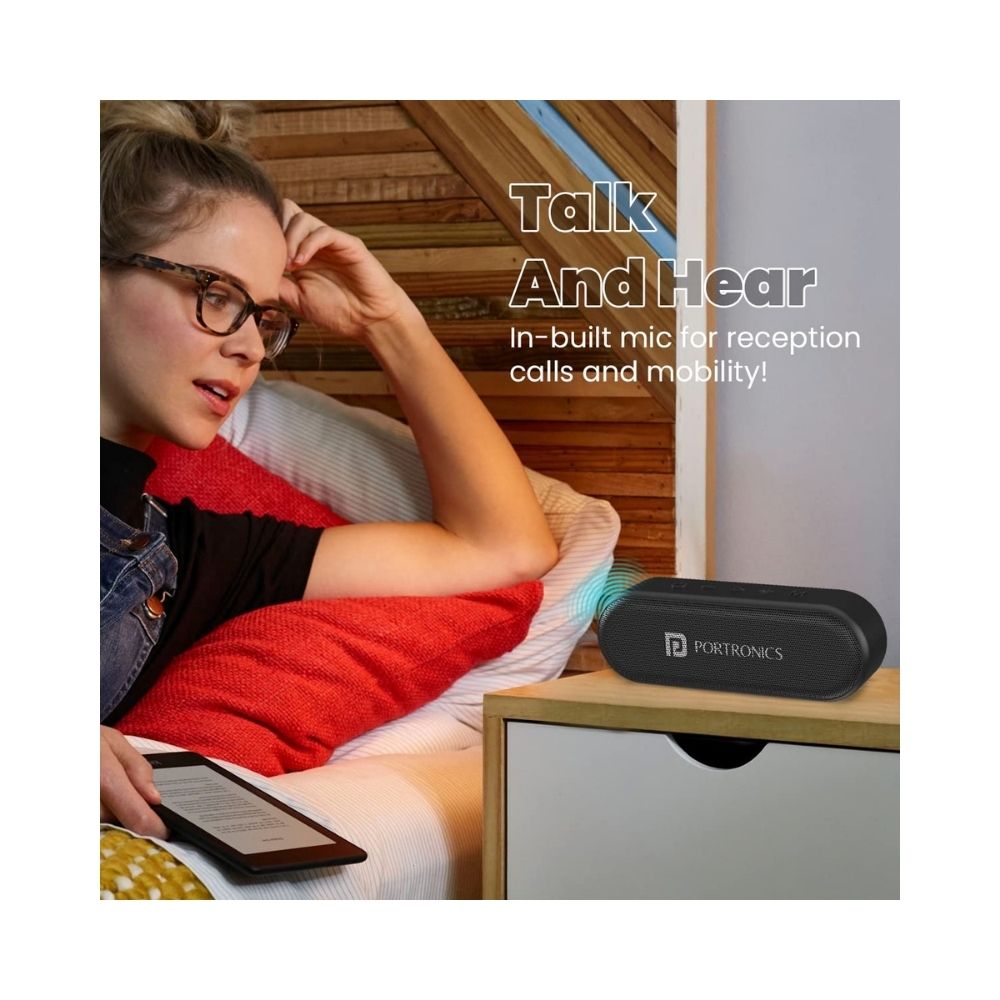 Portronics Phonic 15W Portable Wireless Bluetooth Speaker with TWS - Black