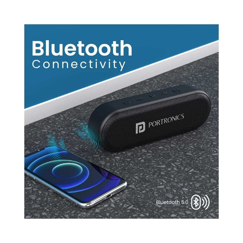 Portronics Phonic 15W Portable Wireless Bluetooth Speaker with TWS - Black