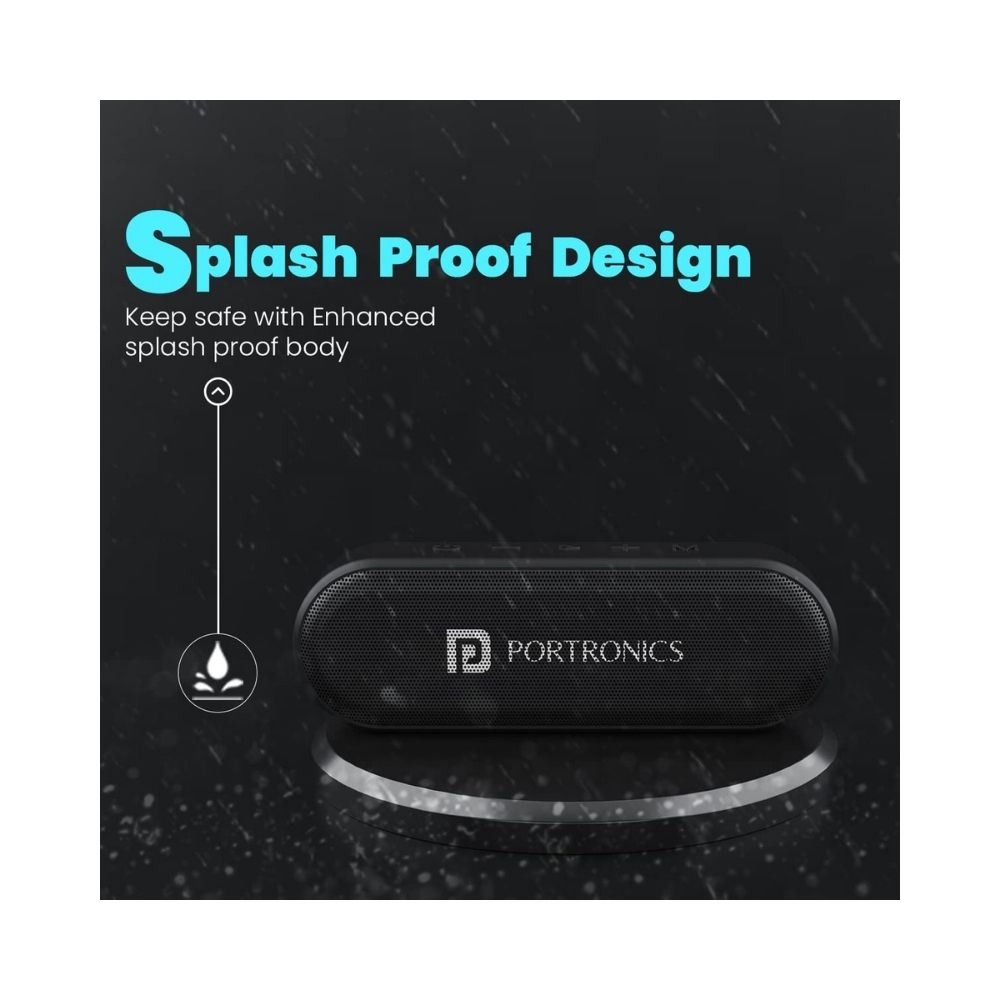 Portronics Phonic 15W Portable Wireless Bluetooth Speaker with TWS - Black