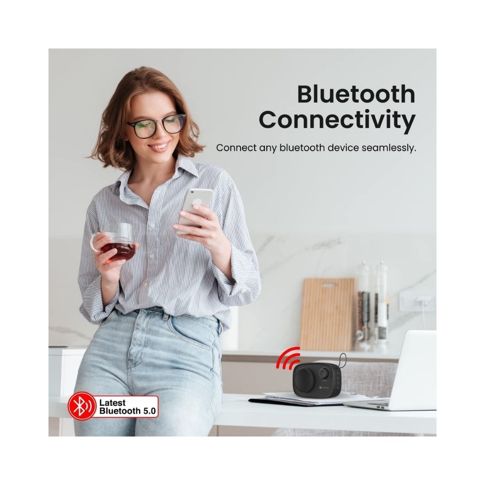 Portronics Pixel 2 Wireless Bluetooth Portable Speaker with Micro SD 35mm Aux 3W Output Retro Volume KnobBlack