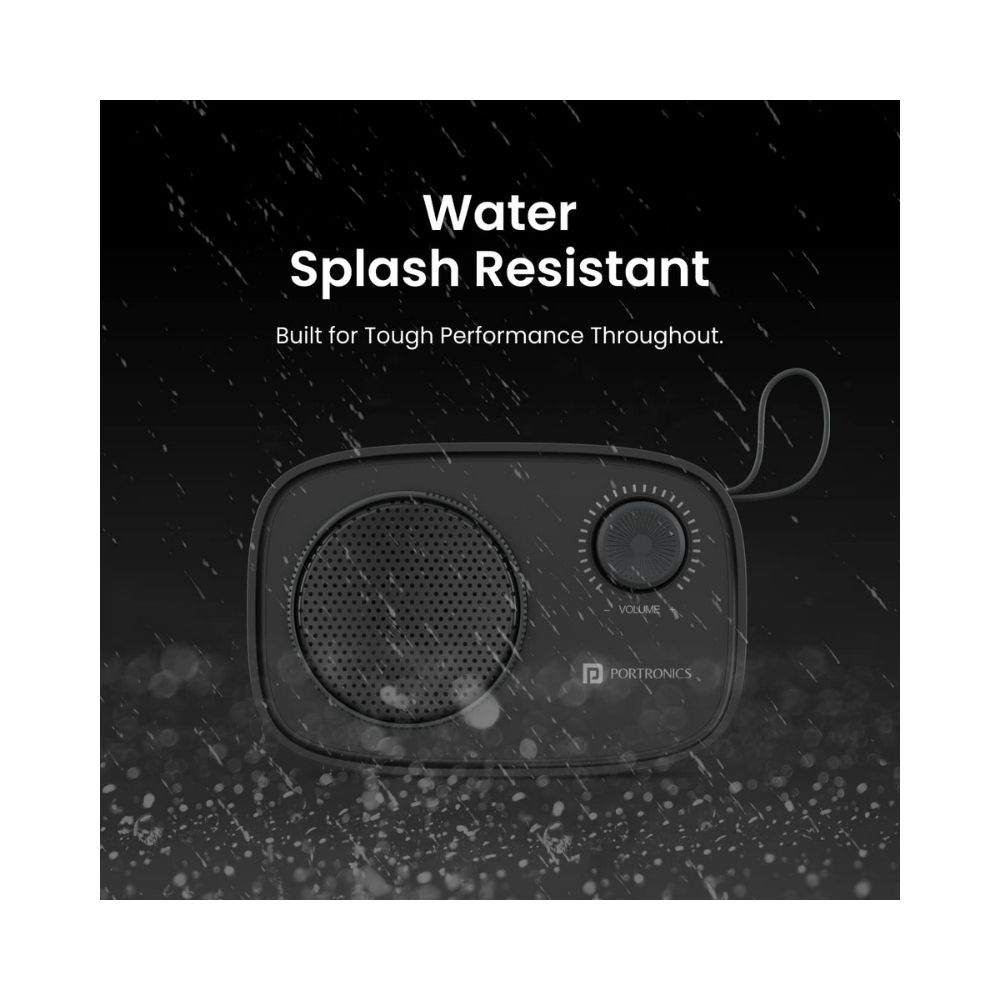 Portronics Pixel 2 Wireless Bluetooth Portable Speaker with Micro SD 35mm Aux 3W Output Retro Volume KnobBlack