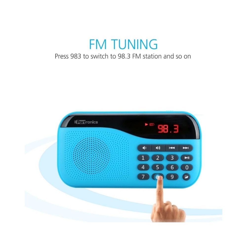Portronics POR-142 Plugs Portable Speaker with FM  MicroSD card Support Blue