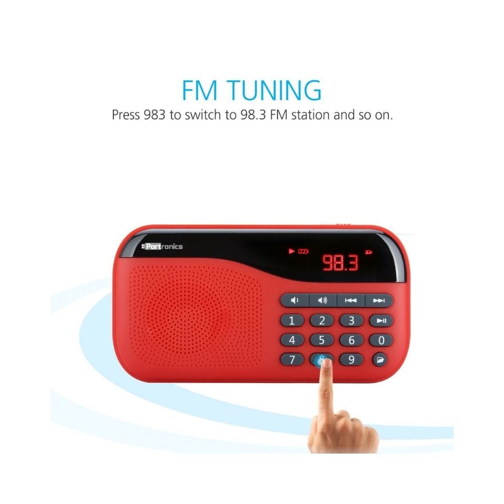 Portronics POR-143 Plugs Portable Speaker with FM  MicroSD card Support Red