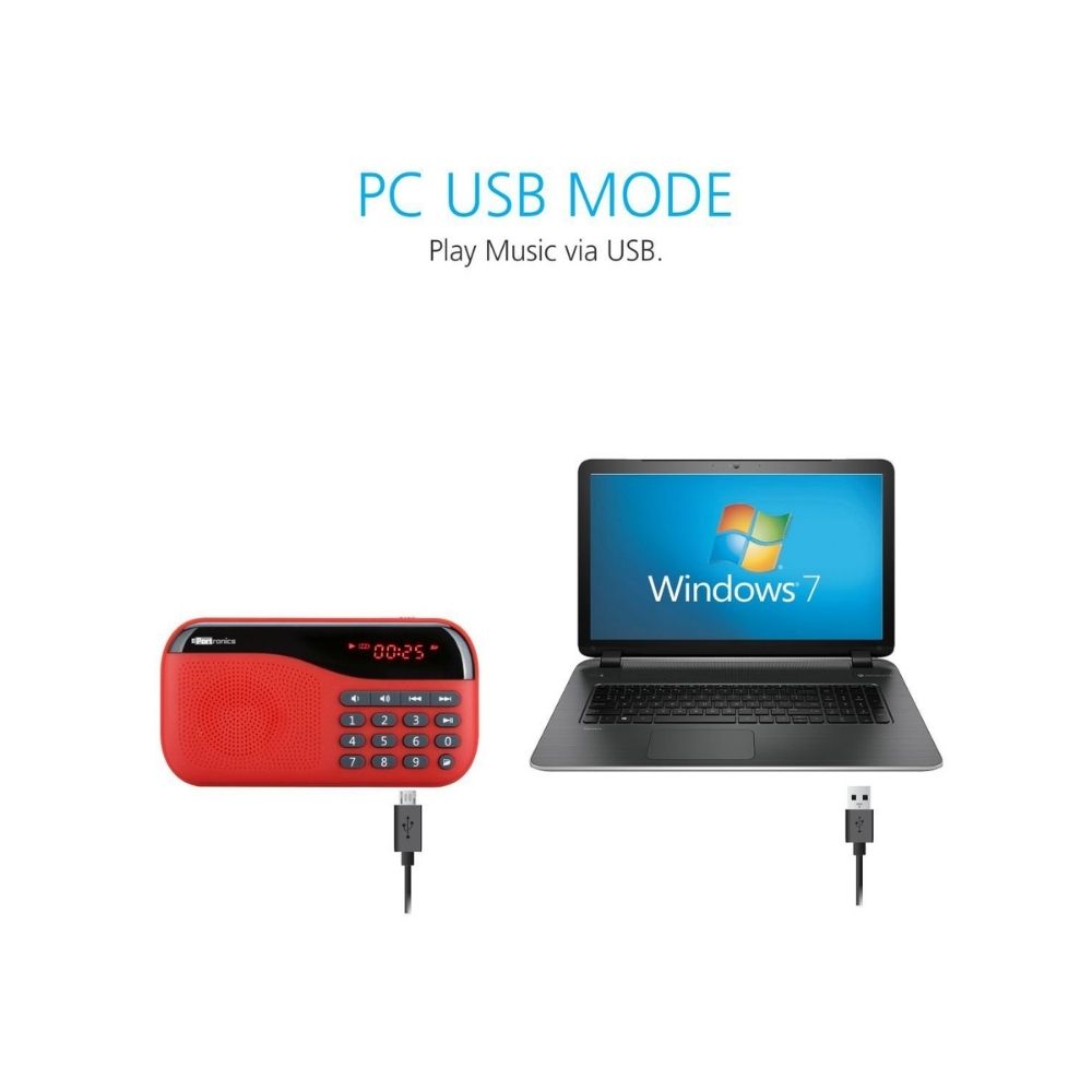 Portronics POR-143 Plugs Portable Speaker with FM  MicroSD card Support Red