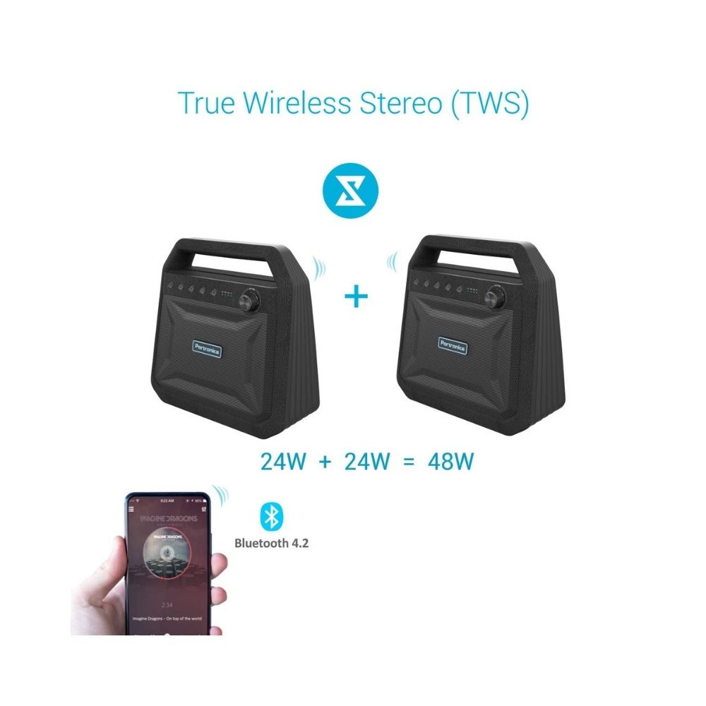 Portronics Roar POR-549 2x12W Bluetooth 42 Stereo Speaker with TWS-Black