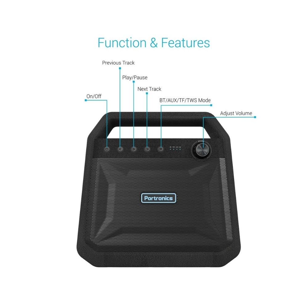 Portronics Roar POR-549 2x12W Bluetooth 42 Stereo Speaker with TWS-Black