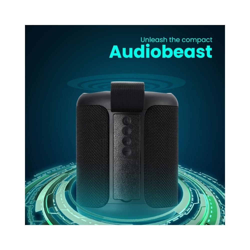 Portronics SoundDrum P 20W Portable Bluetooth Speaker with 6-7 hrs Playback Time Handsfree Calling USB Slot Aux-in Port Type C Charging Black