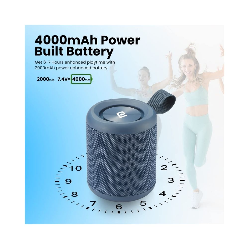Portronics SoundDrum P 20W Portable Bluetooth Speaker with 6-7 hrs Playback Time Handsfree Calling USB Slot Aux-in Port Type C Charging Blue