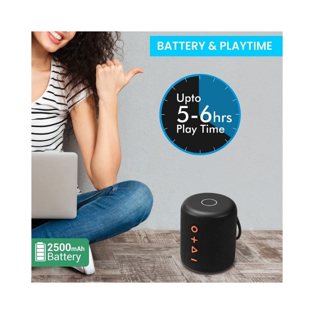 Portronics SoundDrum Plus a 15W POR-1040 Bluetooth 50 Portable Stereo Speaker Comes with Boosted Bass - Black