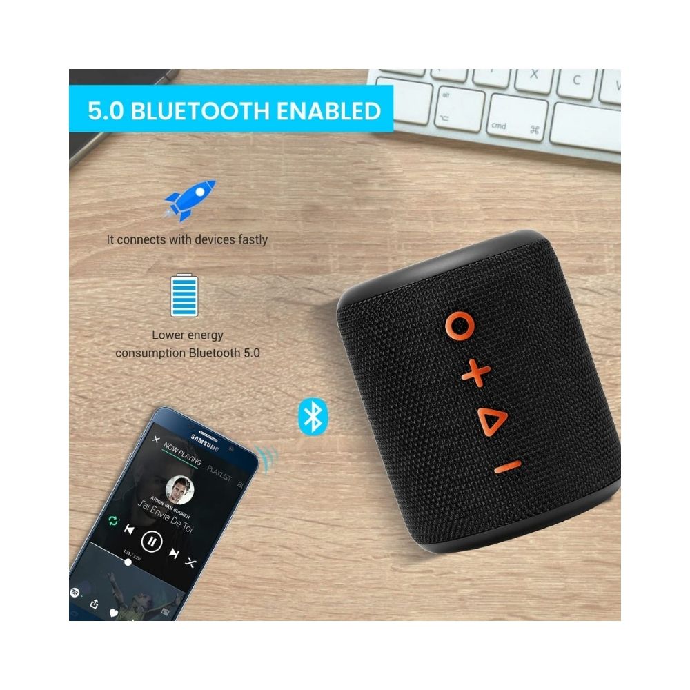 Portronics SoundDrum Plus a 15W POR-1040 Bluetooth 50 Portable Stereo Speaker Comes with Boosted Bass - Black