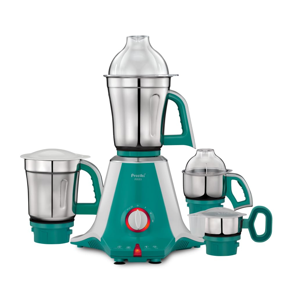 Preethi Aries MG 216 mixer grinder 750 watt Green 4 Jars Vega W5 motor with 5yr Warranty  Lifelong Free Service