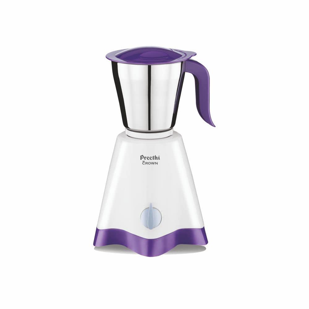 Preethi Crown MG-205 Mixer Grinder 500 watt WhitePurple 3 Jars with 5 yr Motor Warranty  Lifelong Free Service Stainless Steel
