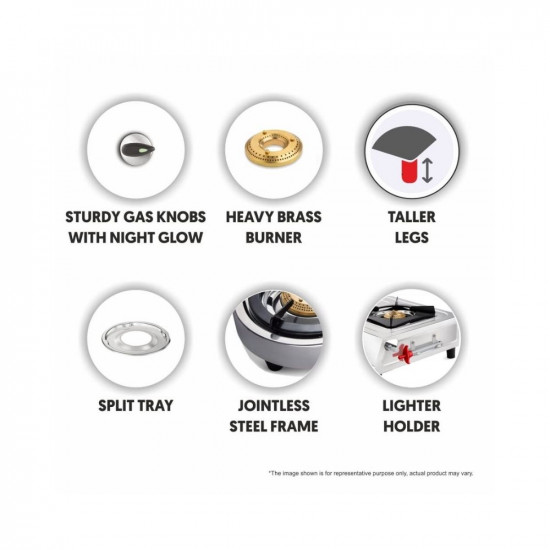 Preethi Shine stainless steel 4 Burner Gas Stove Manual Ignition