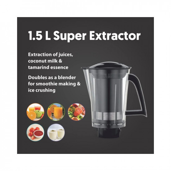 Preethi Steel Supreme MG-208 mixer grinder 750 watt Silver Black