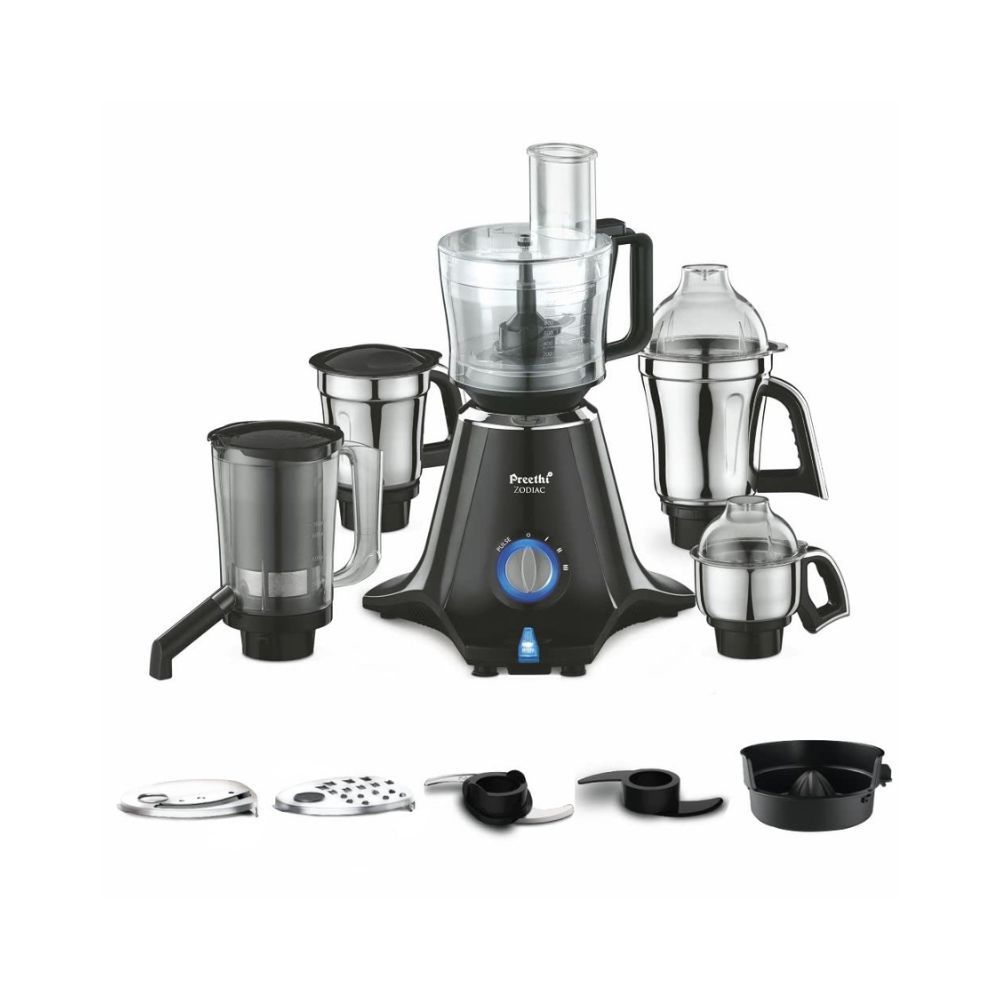 Preethi Zodiac MG-218 mixer grinder 750 watt BlackLight Grey 5 jars - 3 In 1 insta fresh juicer Jar