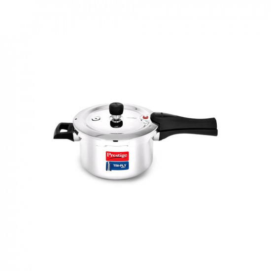 Prestige 3 Litres Svachh Triply Induction Base Outer Lid Pressure Cooker Silver  Deep Lid Spillage Control  Even heat distribution5 years warranty
