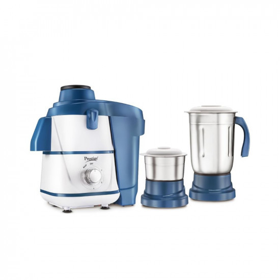 Prestige Breeze 500W Juicer Mixer Grinder With 2 Stainless Steel JarsDetachable Pulp CollectorDouble Lock SystemEfficient Stainless Steel SieveJuice OutletBlue  White