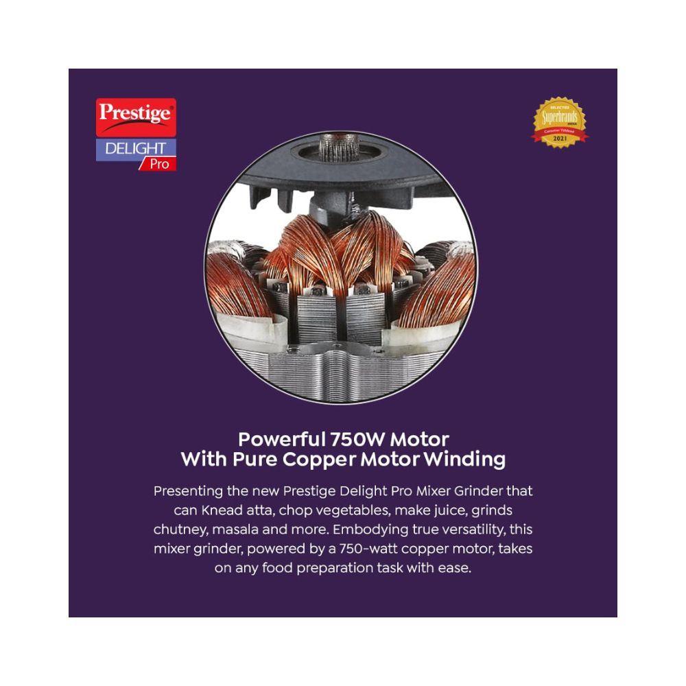 Prestige Delight Pro Mixer Grinder 750 W 6 Jars 1500 ml 1000 ml 1500 ml 450 ml Purple