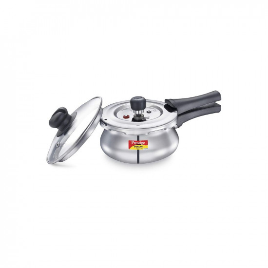 Prestige Deluxe Alpha Svachh Stainless Steel Outer Lid Pressure Cooker 15L with Glass Lid With Deep Lid For Spillage Control