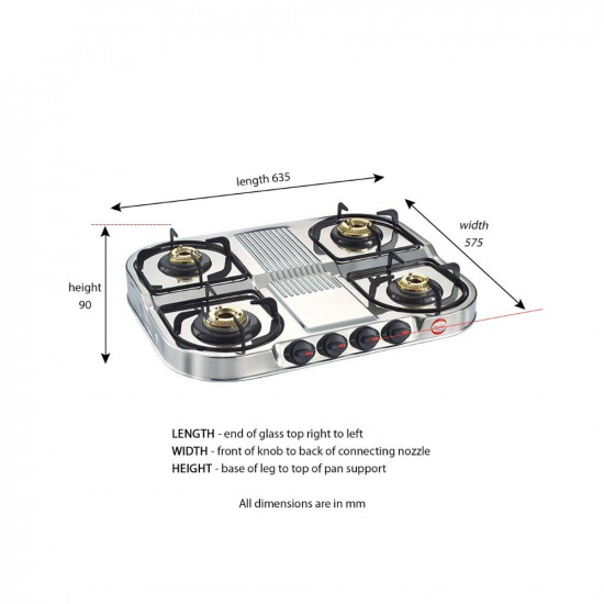 Prestige Gas Stove Duplex Dgs 4 Burner Manual Steel