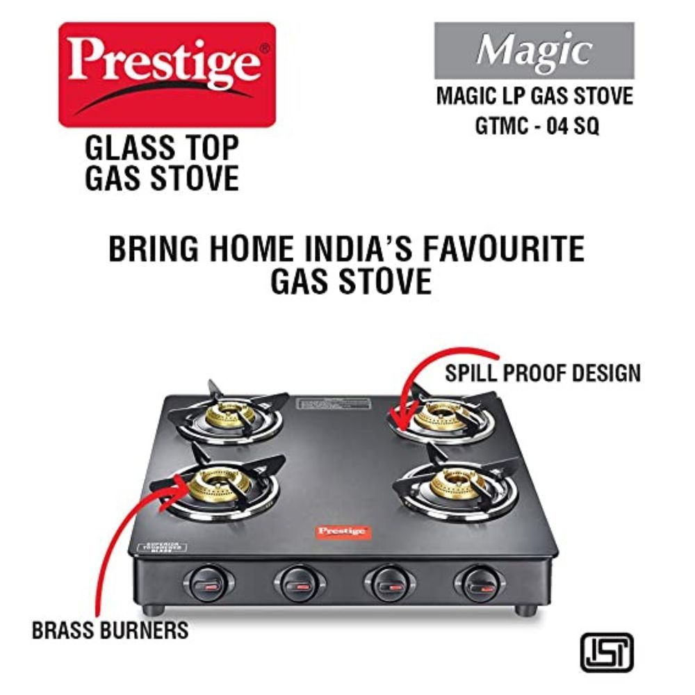 Prestige Magic GTMC 04 SQ Gas stove, Black, 4 Burners