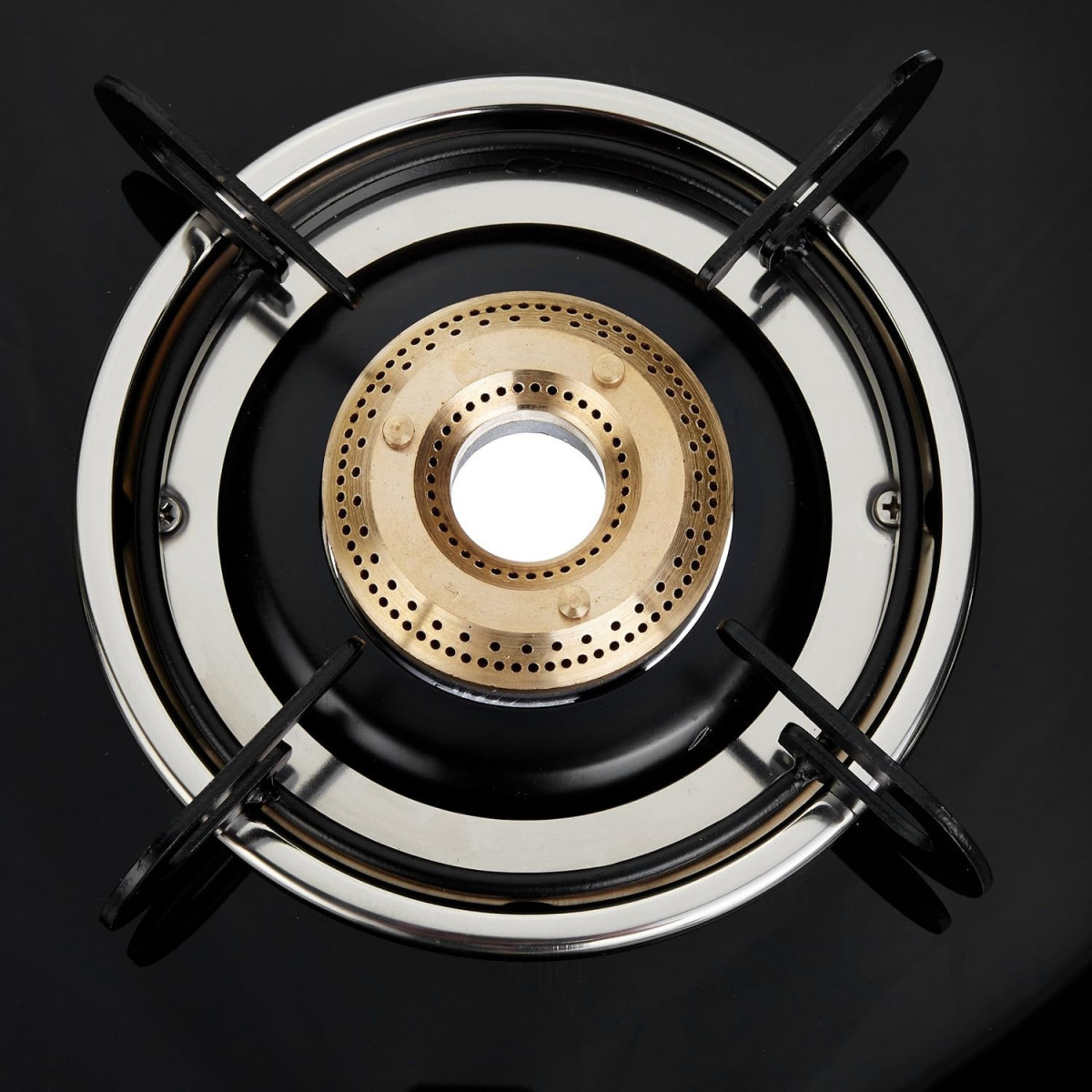 Prestige Marvel Glass Top 4 Burner Gas Stove Manual Ignition Tempered Glass Black
