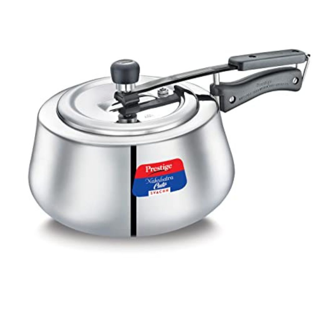Prestige Nakshatra Cute Svachh Stainless Steel Inner Lid Pressure Cooker with Unique Deep Lid for Spillage Control 3 Litre Silver