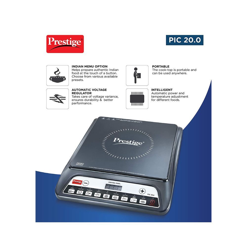 Prestige PIC 20 1600 Watt Induction Cooktop with Push button Black