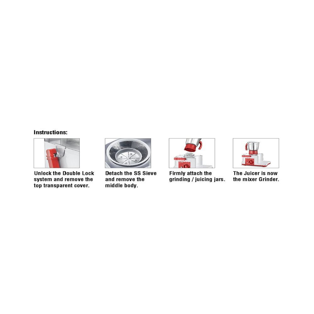 Prestige Platina JMG 550-Watt Juicer Mixer Grinder WhiteRedPack of 1