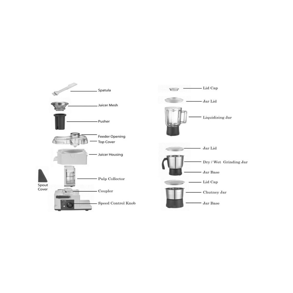 Prestige Platina JMG 550-Watt Juicer Mixer Grinder WhiteRedPack of 1