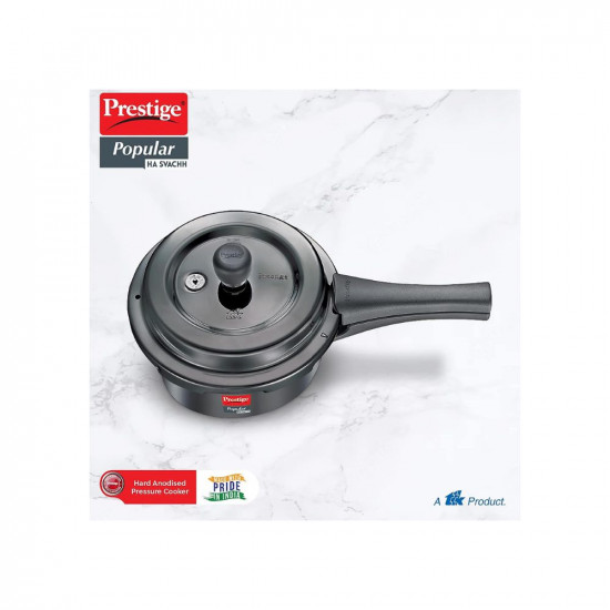Prestige Popular Svachh Hard Anodised Pressure Cooker20 L Black Deep Lid-Controls Spillage