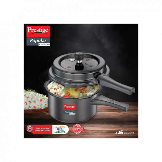 Prestige Popular Svachh Hard Anodised Pressure Cooker30 L Black Deep Lid-Controls Spillage