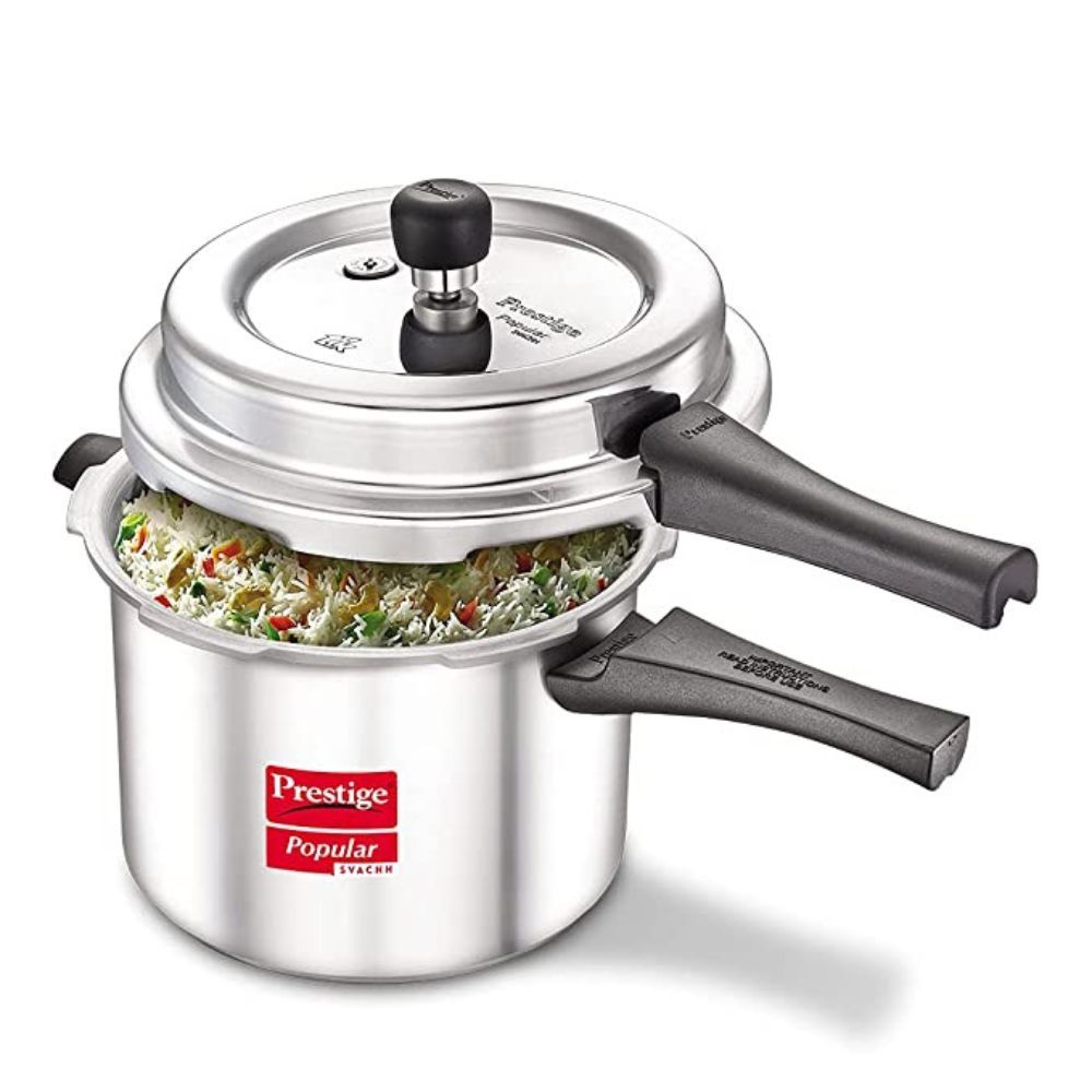 Prestige Popular Svachh Spillage Control Stainless Steel Pressure Cooker 5 L Silver