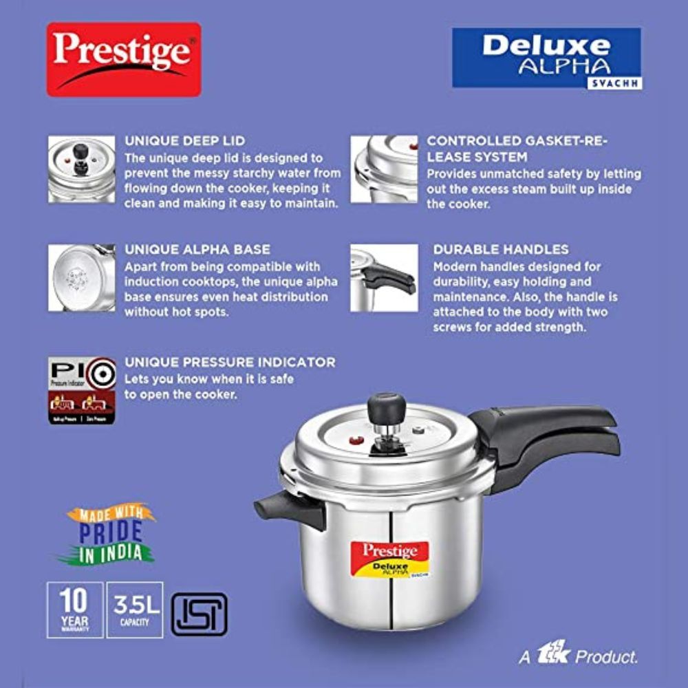 Prestige Svachh Deluxe Alpha 35 Litre Stainless Steel Outer Lid Pressure Cooker
