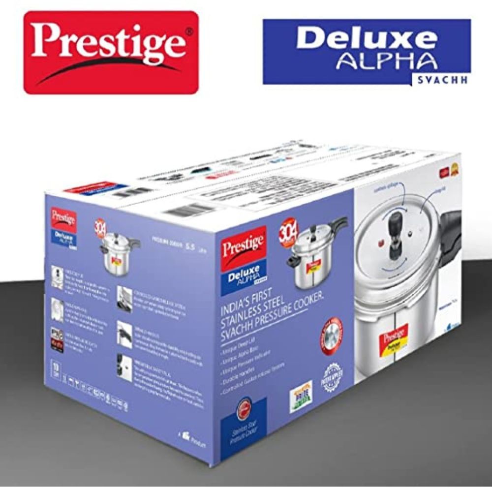 Prestige Svachh Deluxe Alpha 55 Litre Stainless Steel Outer Lid Pressure Cooker