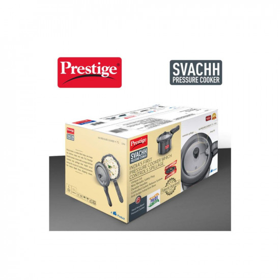 Prestige Svachh Hard Anodised Aluminium Outer Lid Pressure Cooker 75 Litre Black 75 Liter