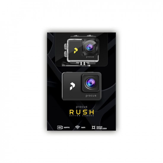 PROCUS Rush 30 Full Pack 24MP Real 4K 30fps Action Camera Waterproof with EIS Video Stabilization External Mic 2 Batteries and WiFi Black with EIS