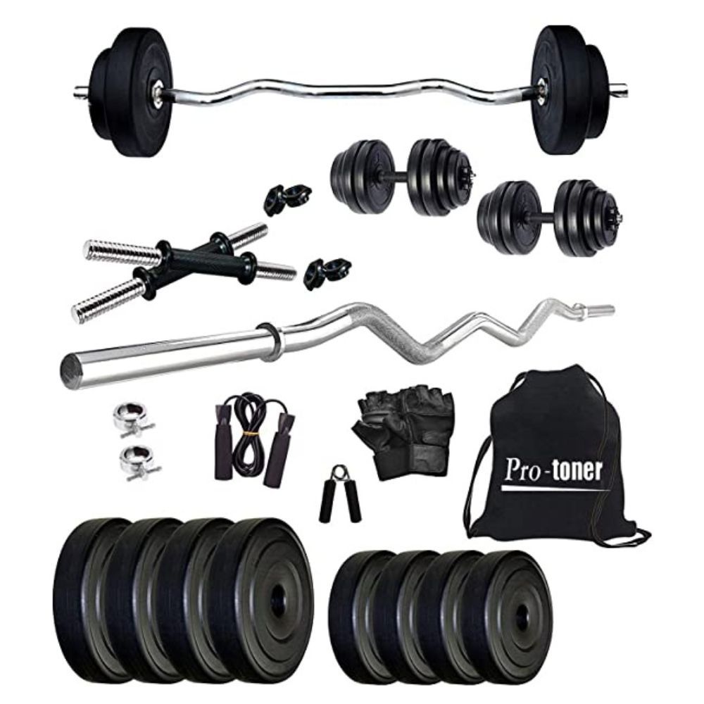 Protoner 20 kg with 3 Rods PVC Weight Lifting Package