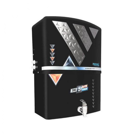 Proven® Zinc Copper Alkaline Hydrogen RO Water Purifier | 10 to12 Liter Storage | RO+ZN+CU+ALK+ Negative ORP+UV+UF+TDS+PF | Wall Mount & Table Top Water Purifier Best For Home (Made In India)