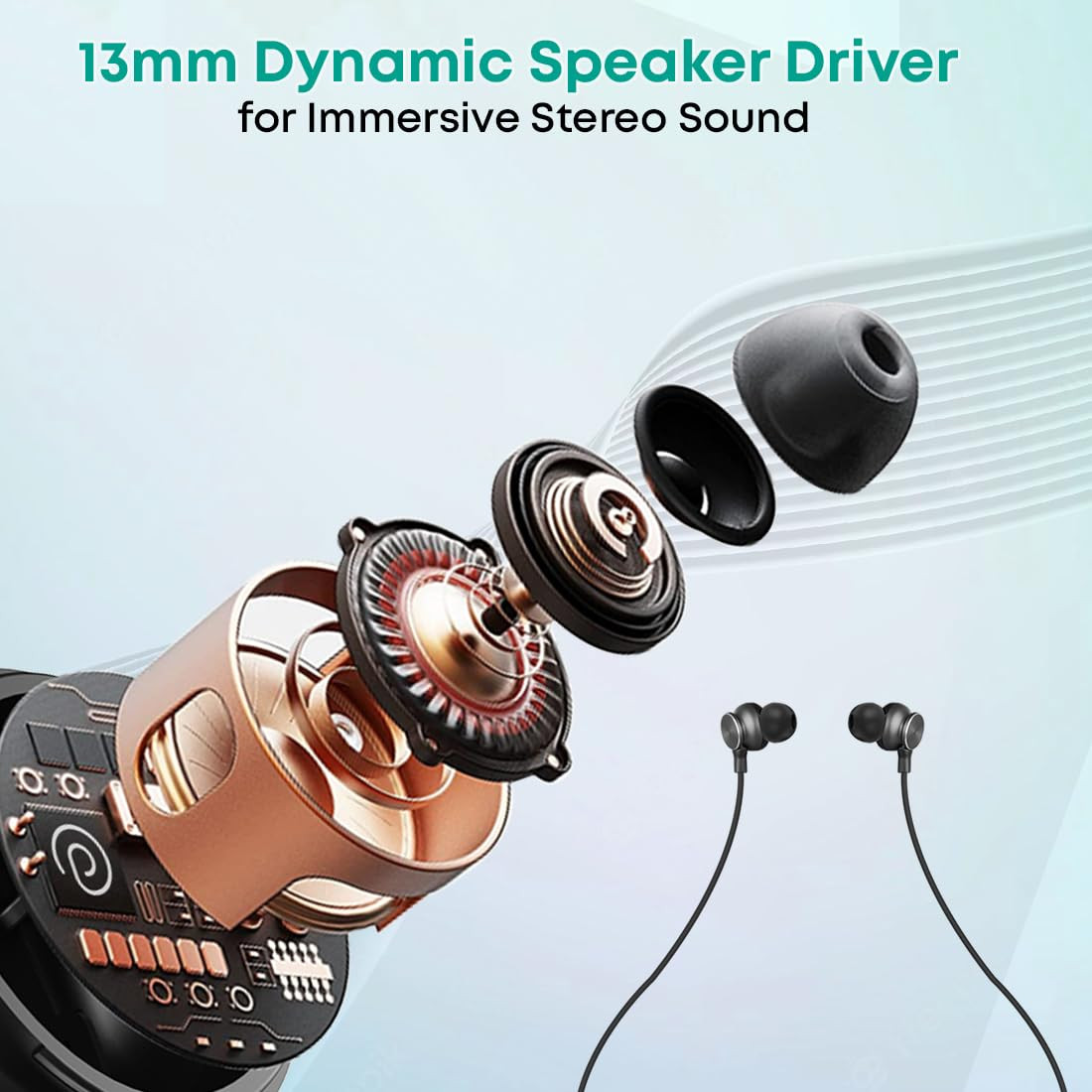 pTron InTunes Classic Bluetooth 52 Wireless in-Ear Headphones with Mic 24H Playback 13mm Driver Fast Charging Type-C Neckband Dual Pairing Voice Assist  IPX4 Water Resistant Jet BlackGreen