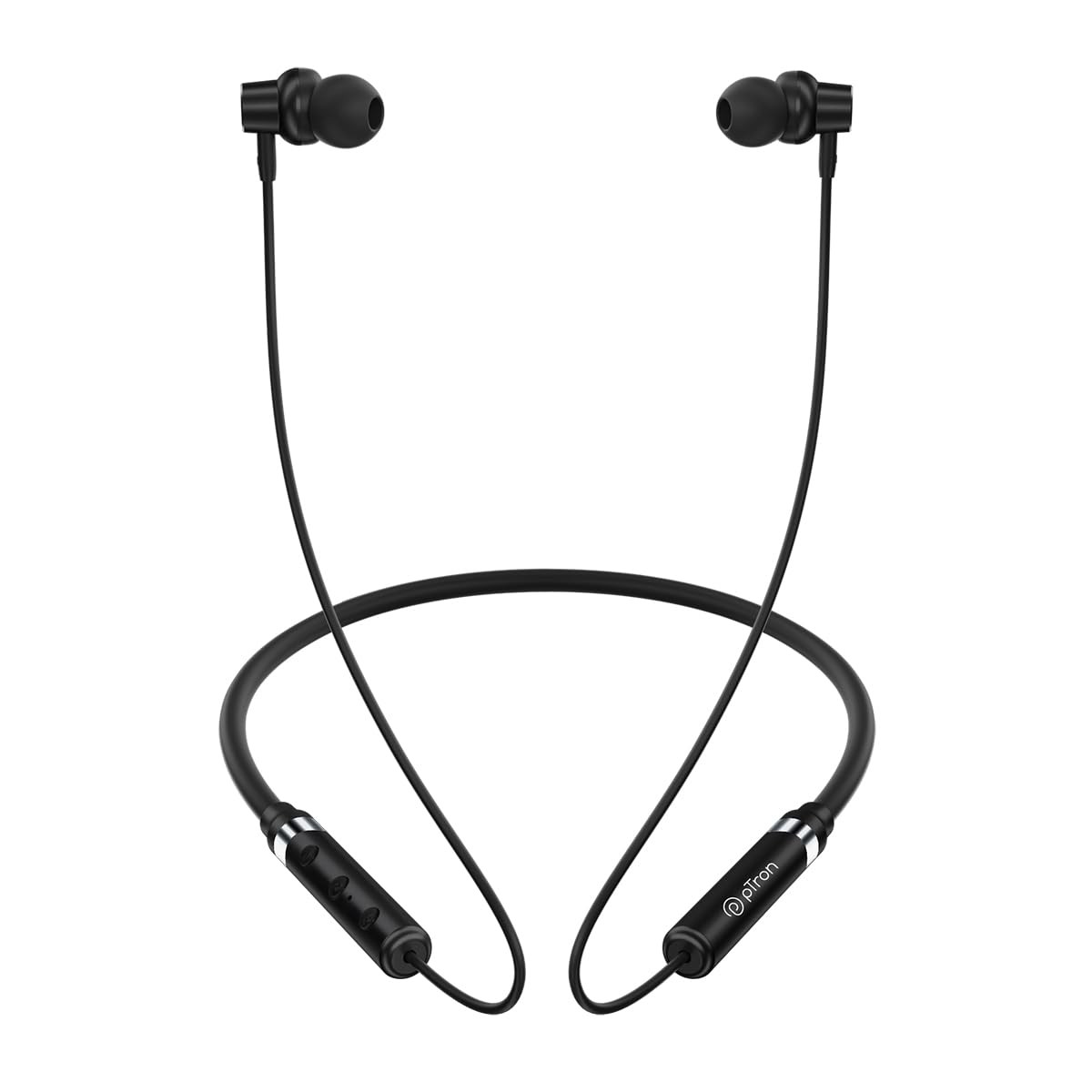 pTron InTunes Magic in-Ear Bluetooth 50 Wireless Headphones with Deep Bass 18H Playtime Clear Calls Dual Device Pairing Wireless Neckband Fast Type-C Charge Voice Assistant  IPX4 Jet Black