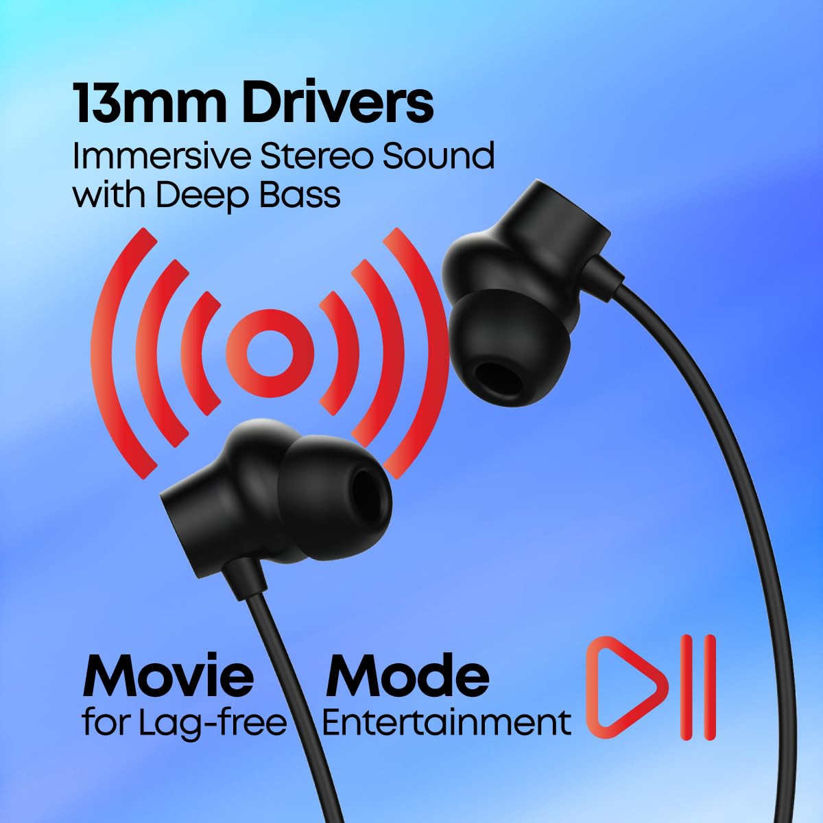 pTron Newly Launched Tangent Eon in-Ear Bluetooth 53 Wireless Headphones 45H Playtime HD Mic  TruTalk AI-ENC Calls MovieMusic Modes Dual Device Pairing  Type-C Fast Charging  IPX5 Black