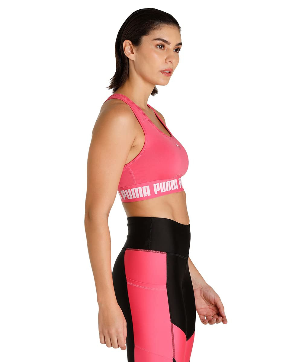 Puma Women's Polyester Wired Classic Sports Bra (52159882_Sunset Pink_XL), Size XL
