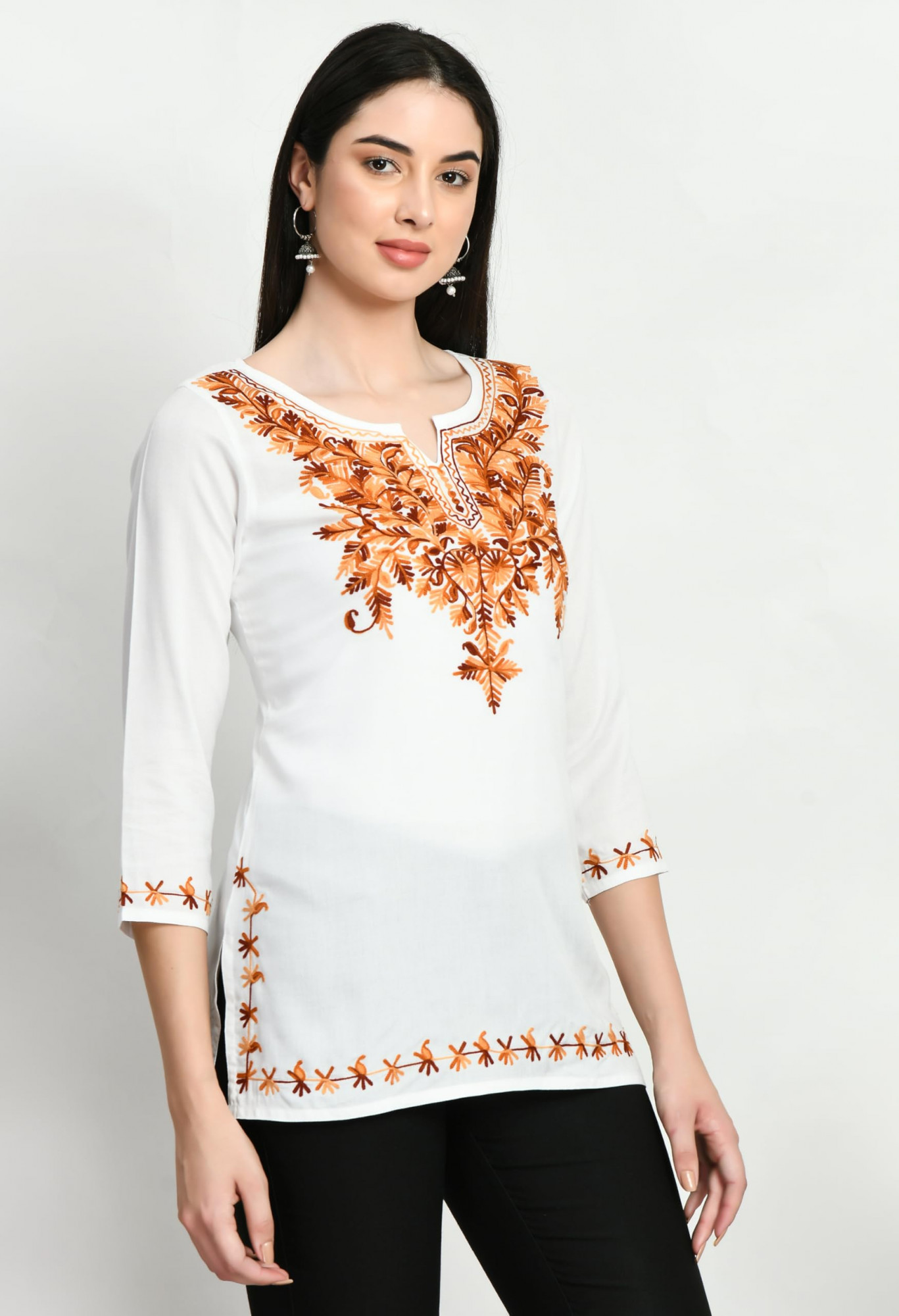 Silk Comfortable Multi Color Full Sleeves Cotton Printed Kota Kashmiri Kurti  For Ladies at Best Price in Kolkata | Shalyn Fiore