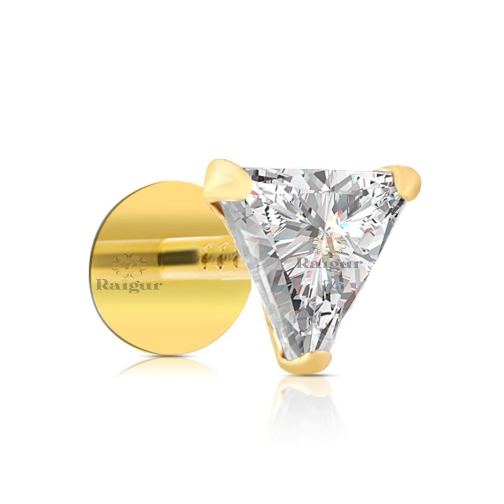 2.2mm real diamond solitaire 18k gold nose stud screw ring monroe labret  piercin – Karizma Jewels