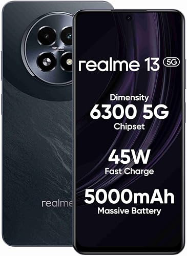 realme 13 5G Dark Purple 8GB RAM 256GB Storage  Expandable Upto 2TB  Up to 18GB Dynamic RAM  50MP AI Dual Camera  672 AMOLED Display  45W Ultra Charging  Dimensity 6300 Processor