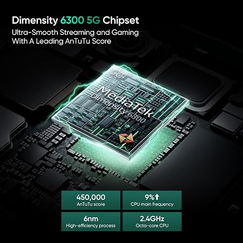 realme 13 5G Speed Green 8GB RAM 256GB Storage  Expandable Upto 2TB  Up to 18GB Dynamic RAM  50MP AI Dual Camera  672 AMOLED Display  45W Ultra Charging  Dimensity 6300 Processor