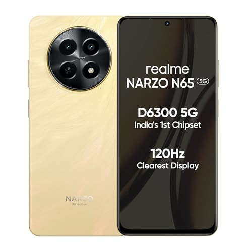 realme NARZO N65 5G Amber Gold 6GB RAM 128GB Storage Indias 1st D6300 5G Chipset  Ultra Slim Design  120Hz Eye Comfort Display  50MP AI Camera Charger in The Box