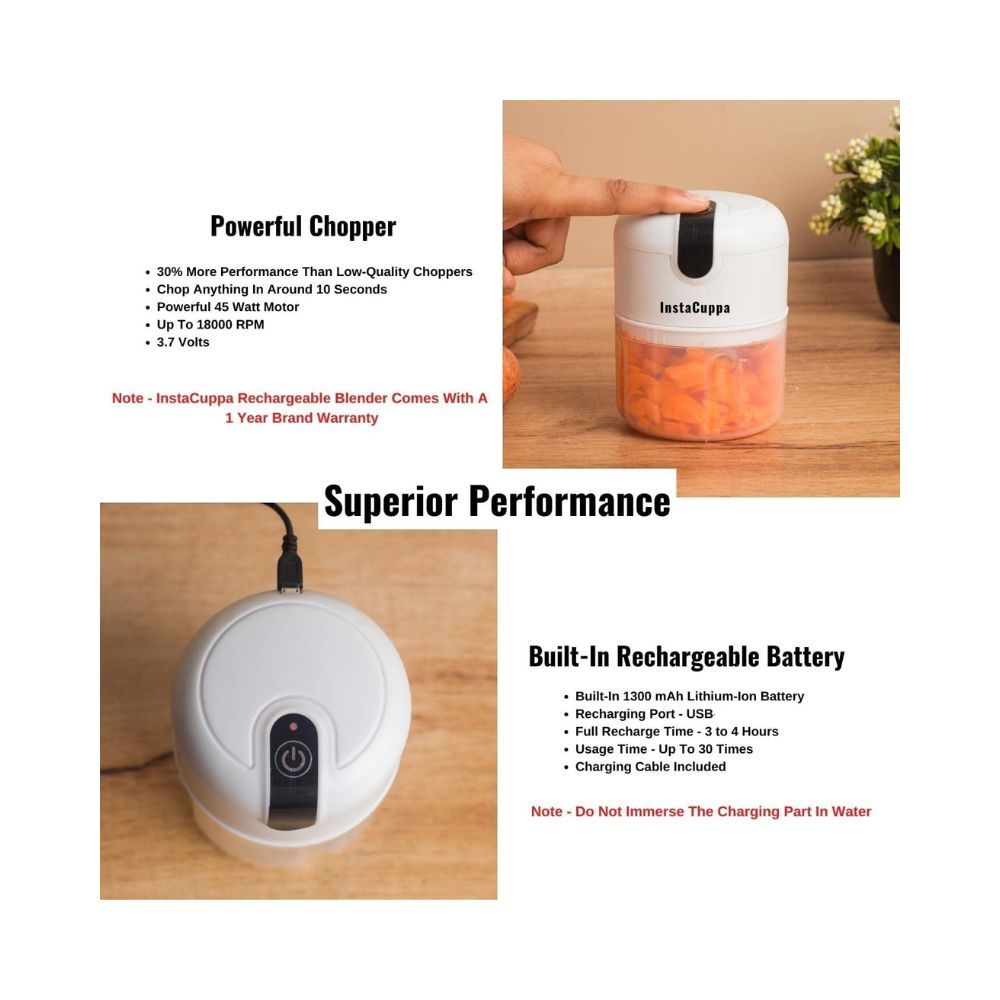 Rechargeable Mini Electric Chopper (White)